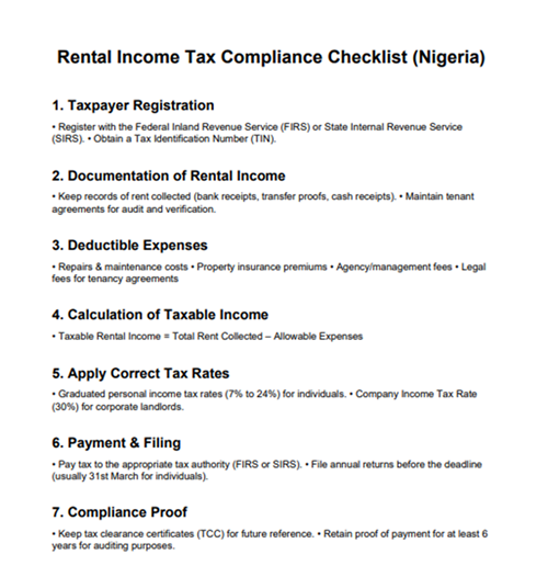 Rental Income Tax Rules in Nigeria