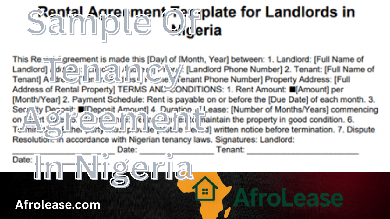 Sample Of Tenancy Agreement In Nigeria